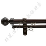 龙业 35型 欧式窗帘双杆橡胶支架套装 LY-35TXRB-3.4S 3.4m 圆头 黑胡桃色 欧式滑轮轨道,可通拉,易与较浅色家具搭配