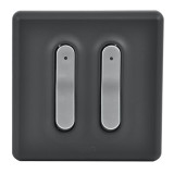GAO捷欧 开关插座面板炫彩烟灰色二位单控带灯开关 正品1200098 86型 烟黑色