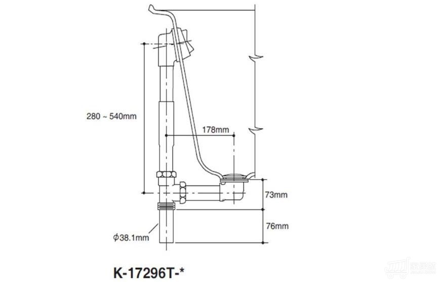 科勒(kohler)百利事1.5米铸铁嵌入式k-17270t 浴缸有扶手孔