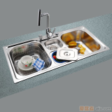 GORLDE优质不锈钢水槽／洗菜池 环保星系列HBS-6#（大小盆）