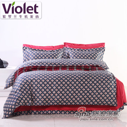 紫罗兰家纺 纯棉抗菌防螨床单式简约风床品四套件