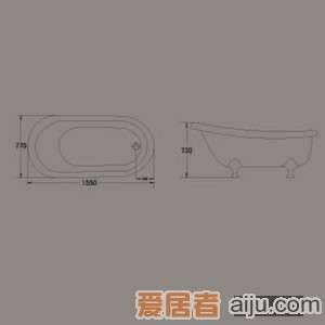 惠达-HD1501船形浴缸（带龙头）2