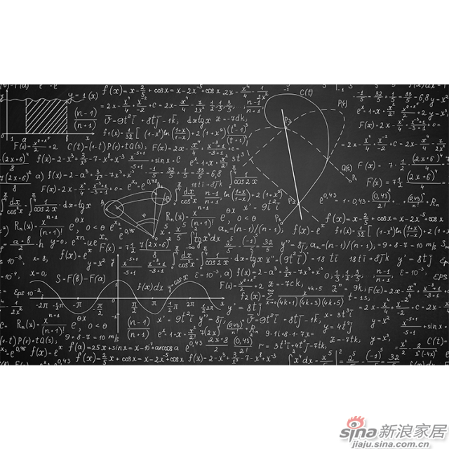 黑板_怀旧黑白数学公式图案壁画办公室\大厅壁画背景墙_JCC天洋墙布-1