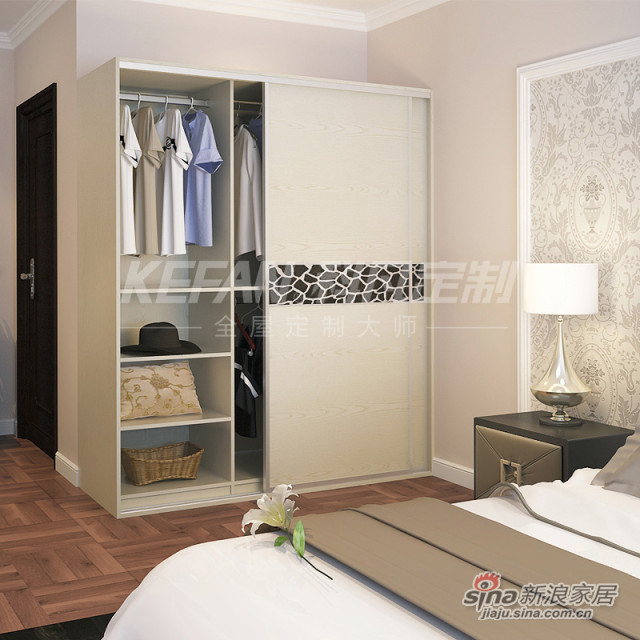 科凡整体板式现代简约移门收纳衣橱 卧室简易组装定制大衣柜CY010-0