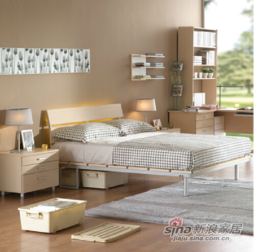 经典红苹果家具 简约现代 卧室双人钢架床+床头柜+床垫组合四件套