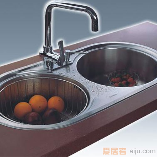 GORLDE优质不锈钢水槽／洗菜池 莱茵系列ET06（双圆盆）1