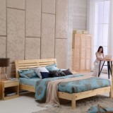 喜梦宝床柜两件套实木卧室组合家具简约大气1.5米双人床+床头柜子