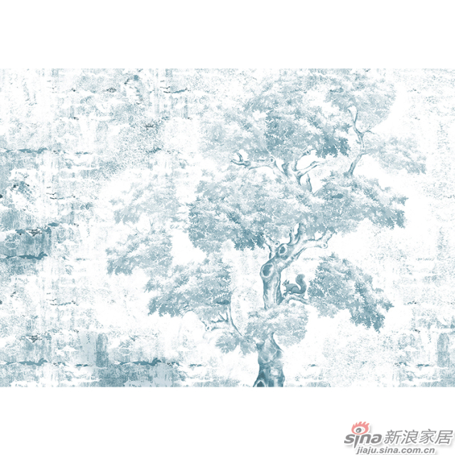 休憩森林_素描笔法描绘的茂密森林壁画自然花鸟背景墙_JCC天洋墙布-1