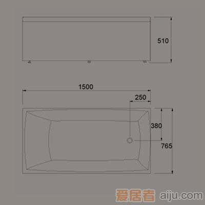 惠达-HD1306活动单裙边浴缸（含下水）2
