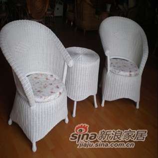 凰家御器藤白色休闲椅情人椅三件套NH-Y021-0