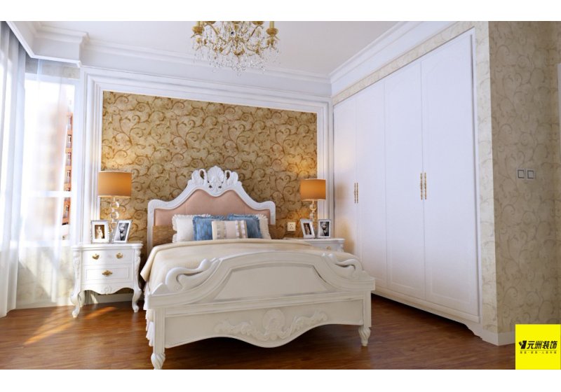 儿童房里用了公主样式的床，搭配着墙面壁纸，让主人很有温馨浪漫的感觉。