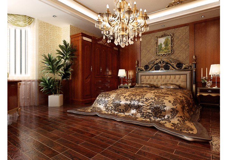 典雅敦实的欧式床体加以欧式软包床头，将整个卧室空间营造出一股淡淡的弥新。