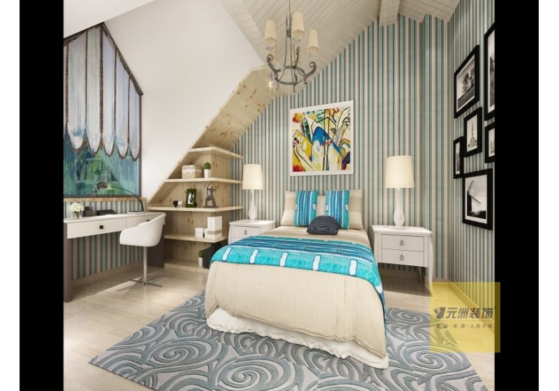 主卧室：主卧室面积较大,主要以壁纸作为空间主色调,以家具来摆设,注重功能的方便与合理,没有过多的墙面造型.