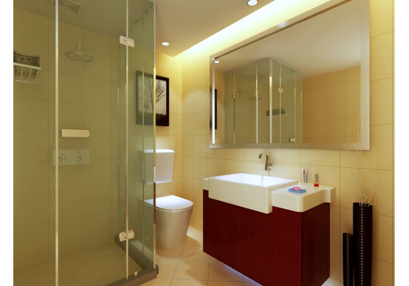 卫生间：简约明快就是这次装修风格的主打风，大面积的使用镜子与卫浴相呼应，更加增添了卫生间的空间性。