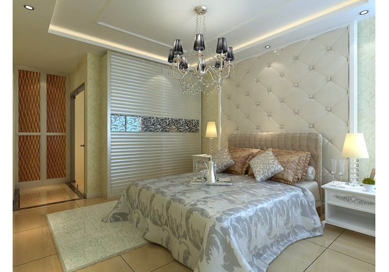 卧室采用了亮色，显得很有现代欧洲特特色，让人感觉很舒适。