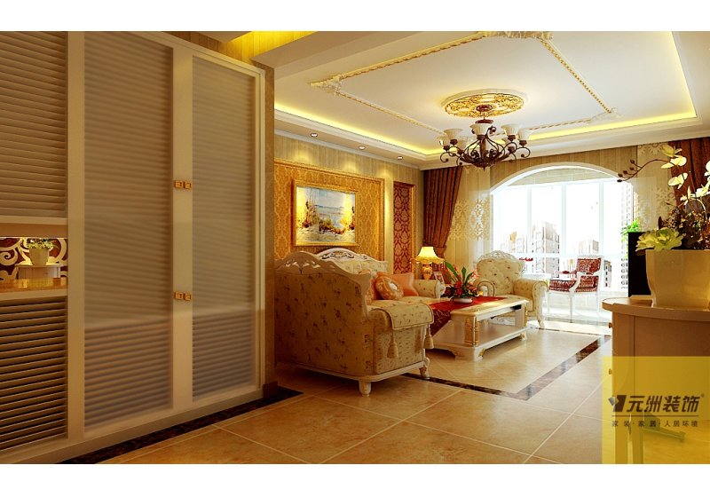 客厅整体以暖色为主，家里显得温馨舒适；
