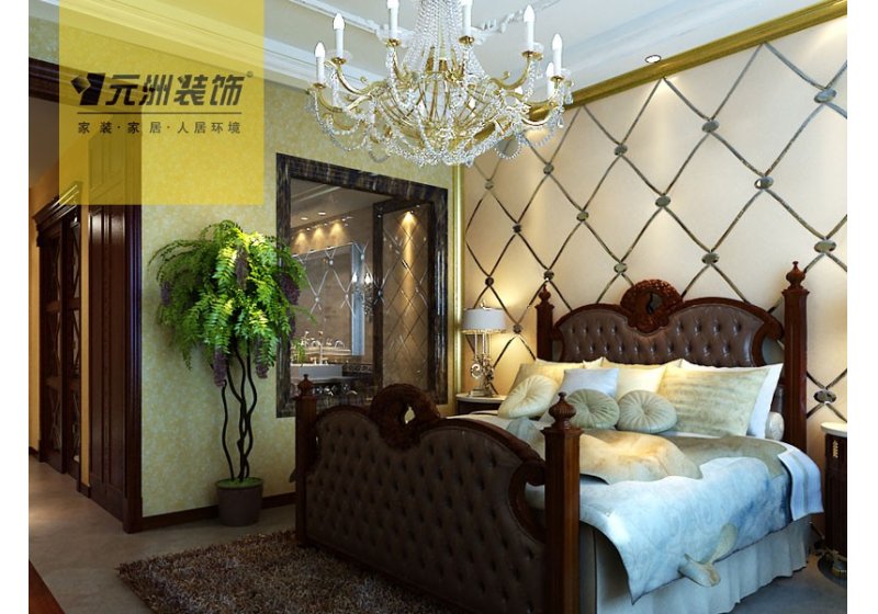 主卧室：背景利用软包和壁纸很好的营造出卧室的温馨。