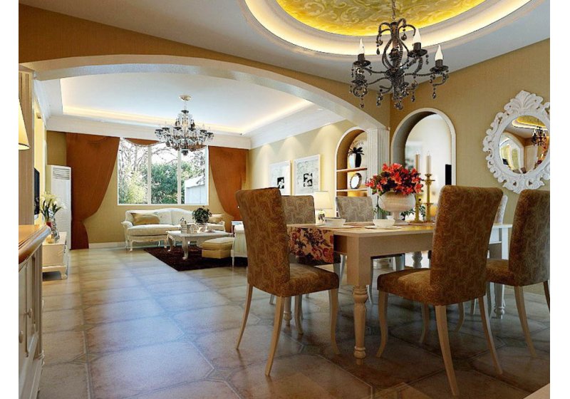 古典风格的家具精华结合现代风格的设计手法给人严紧,庄重,高贵的生活空间。使庄重典雅、端庄娴静的氛围在空间中完美展现。