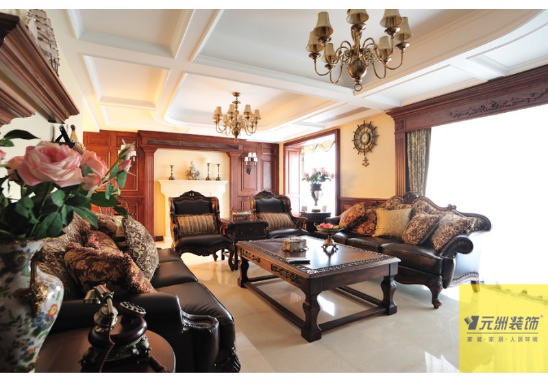 沙恩娜大理石再配上板栗色的美式家具，会显得比较大气高贵！