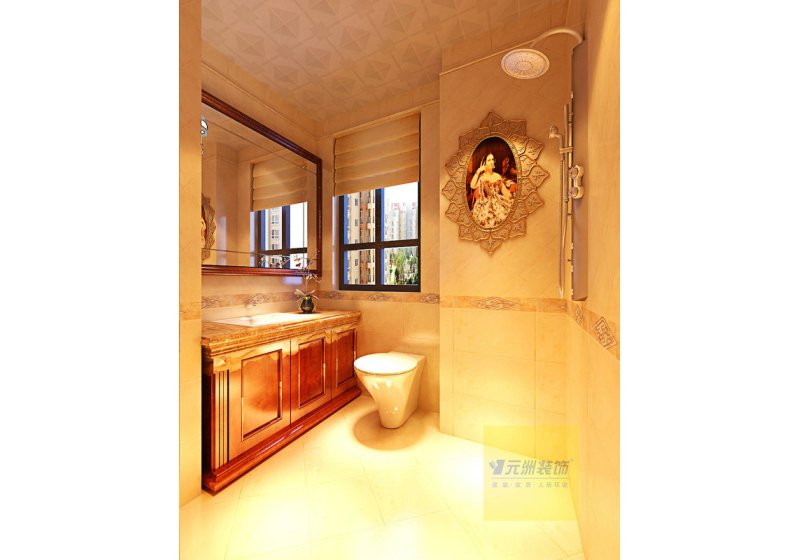 卫生间金色的运用是空间弥漫着舒适、华贵和优雅的韵味。