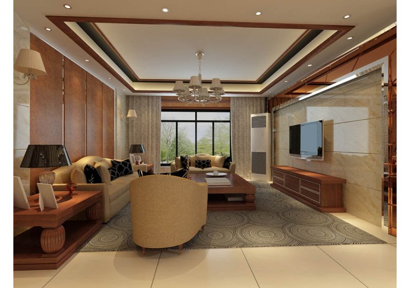 中式元素看似随意的穿插在某个空间，比如电视柜和沙发角柜，融入了现代元素的客厅更加实用和轻松。