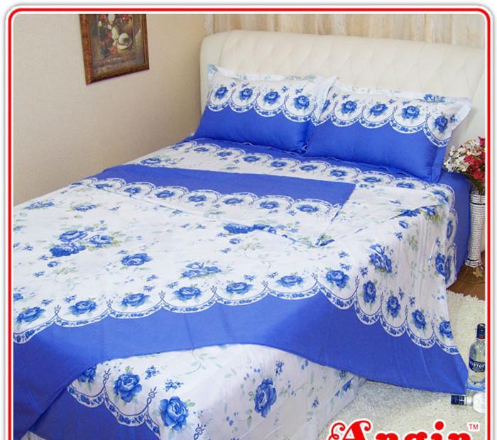 安寝家纺今世有约（蓝色）高级斜纹床上用品四件