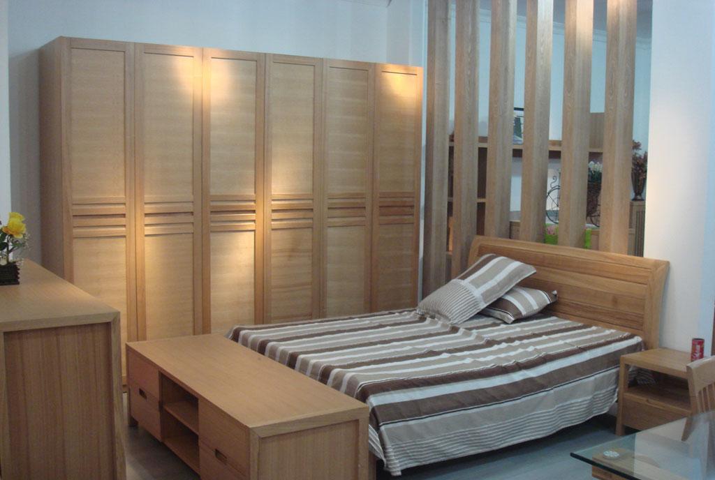 宜伟实木系列YW-SWF-11床+床头柜+电视柜+衣柜YW-SWF-11